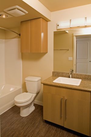 Studio bathroom with modern fixtures